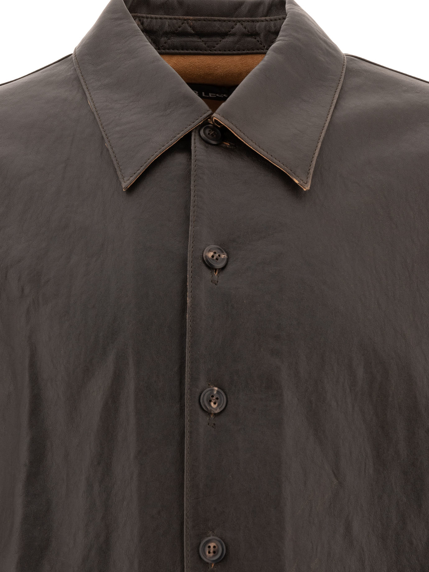 OUR LEGACY Brown Welding leather overshirt